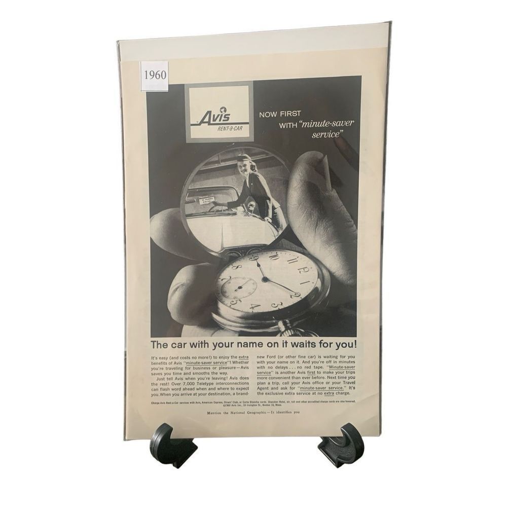 Vintage 1960 Avis Minute Saver Service The Car With Your Name On It Waits For Yo